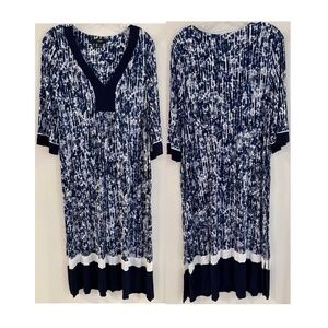 SIMPLY VERA VERA WANG 3/4 Sleeve "Maxi" Caftan Navy/White Nightgown Pajamas M